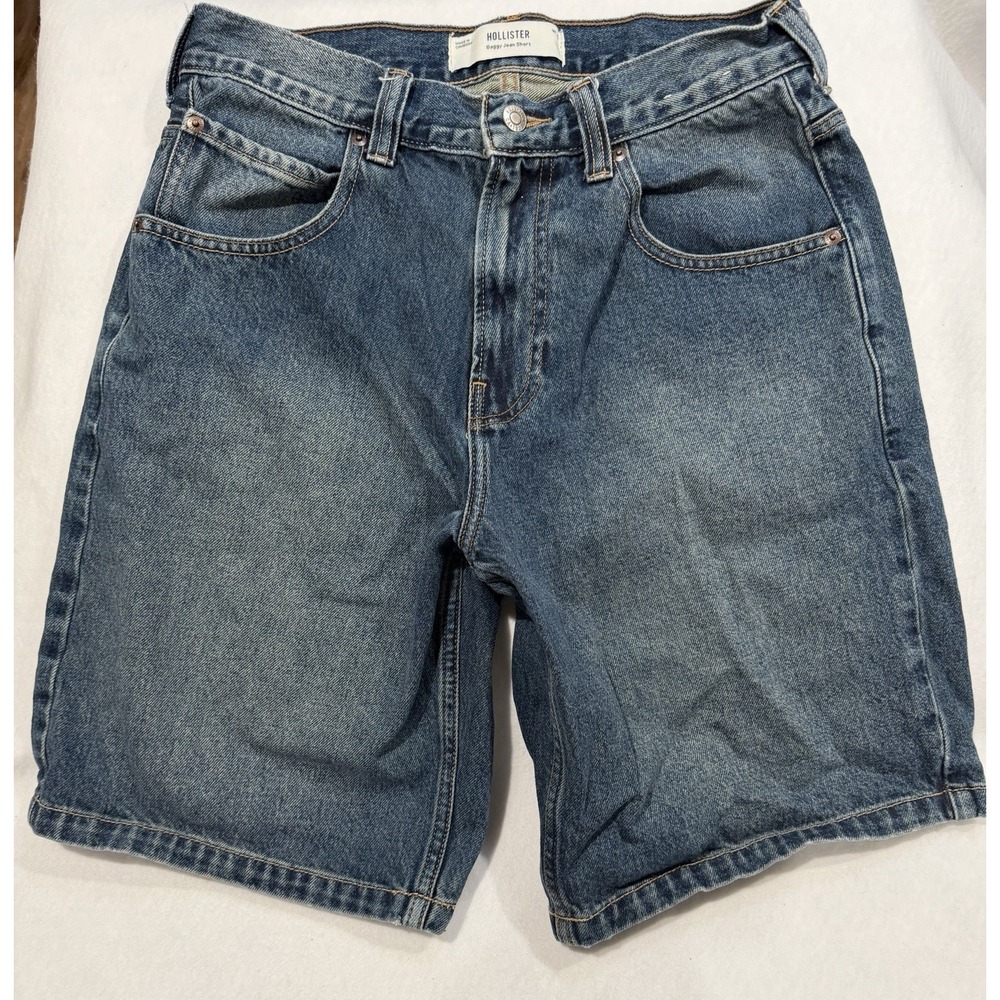 HOLLISTER Men's Baggy Jean Jorts Embroidered Snake Back Pocket Sz 31